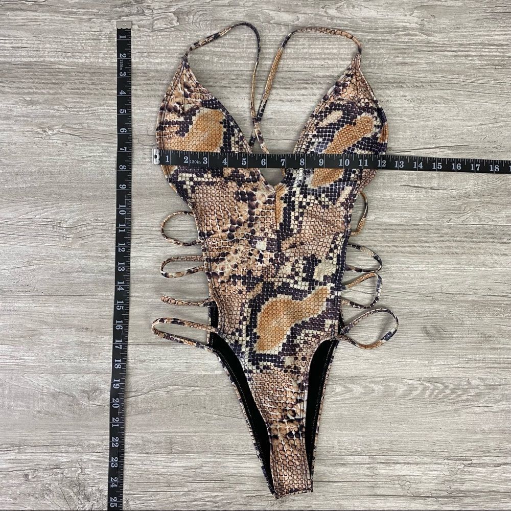 Snake Print Deep V Open Side/Back Bathing Suit - image 7